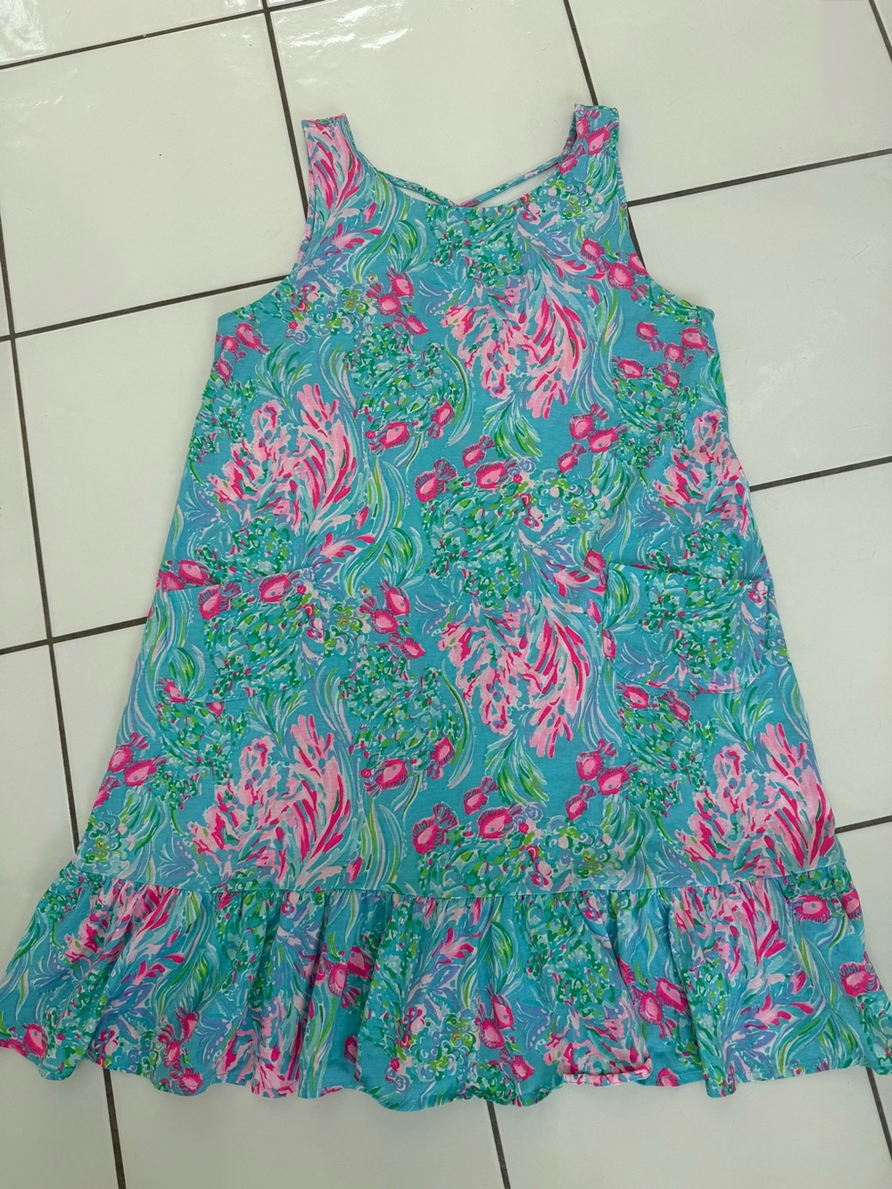 EUC! 🐠 Lilly Pulitzer”Best Fishes” Kristen flounce dress sz large - Picture 2 of 4